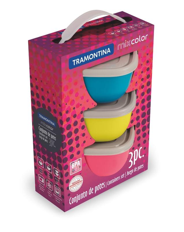 Conjunto de potes 3 peças Mix Color Tramontina 25099947