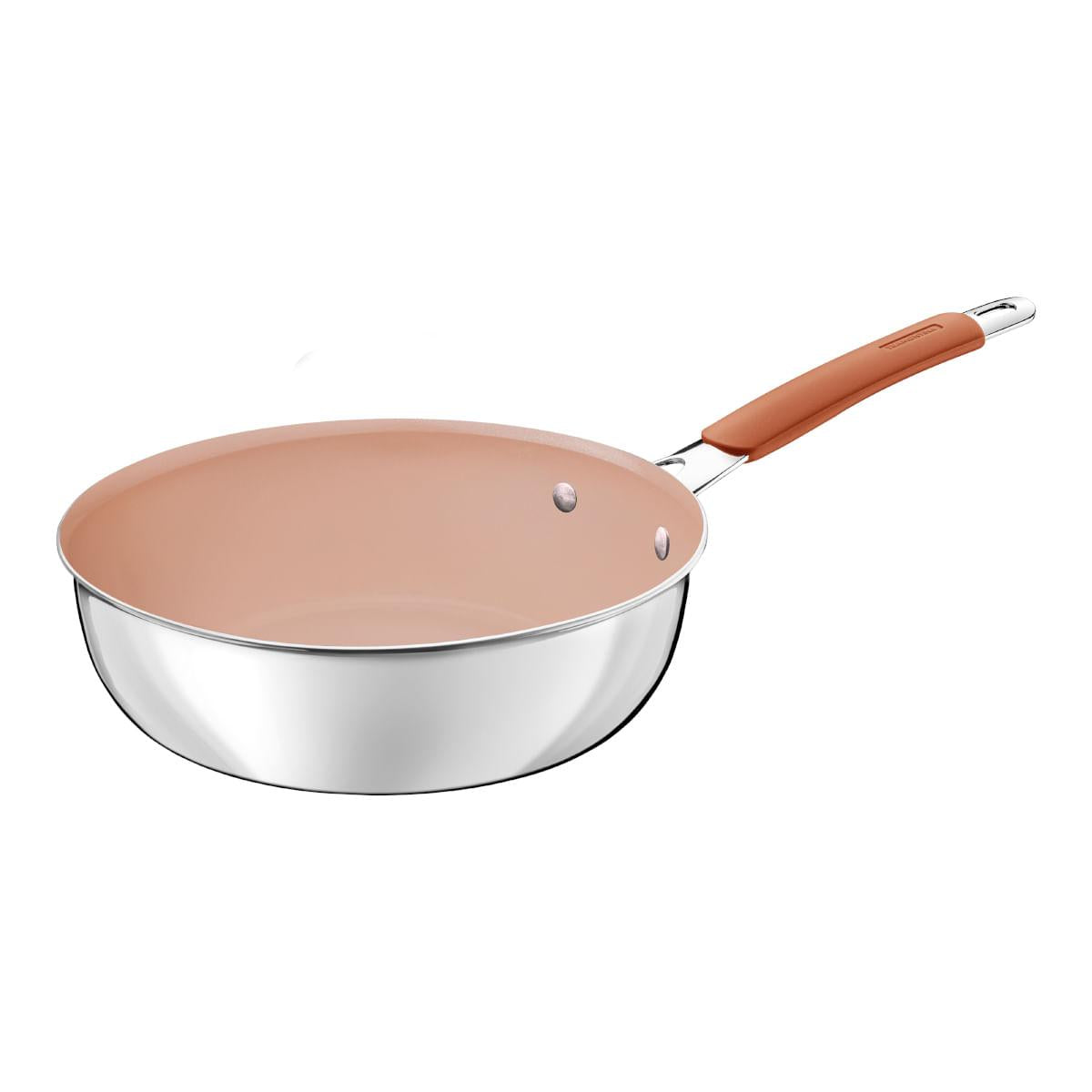 Jogo de Panelas Tramontina Romagna Aço Inox Cerâmico Black Stone 4 peças Marfim