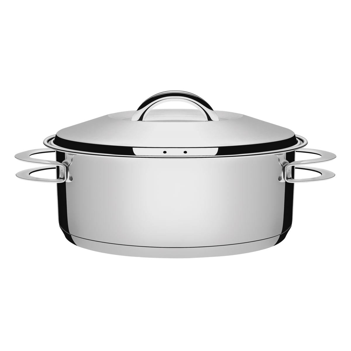 Caçarola Tramontina Solar Rasa em Aço Inox Fundo Triplo com Tampa e Alças 28 cm 7,1 L