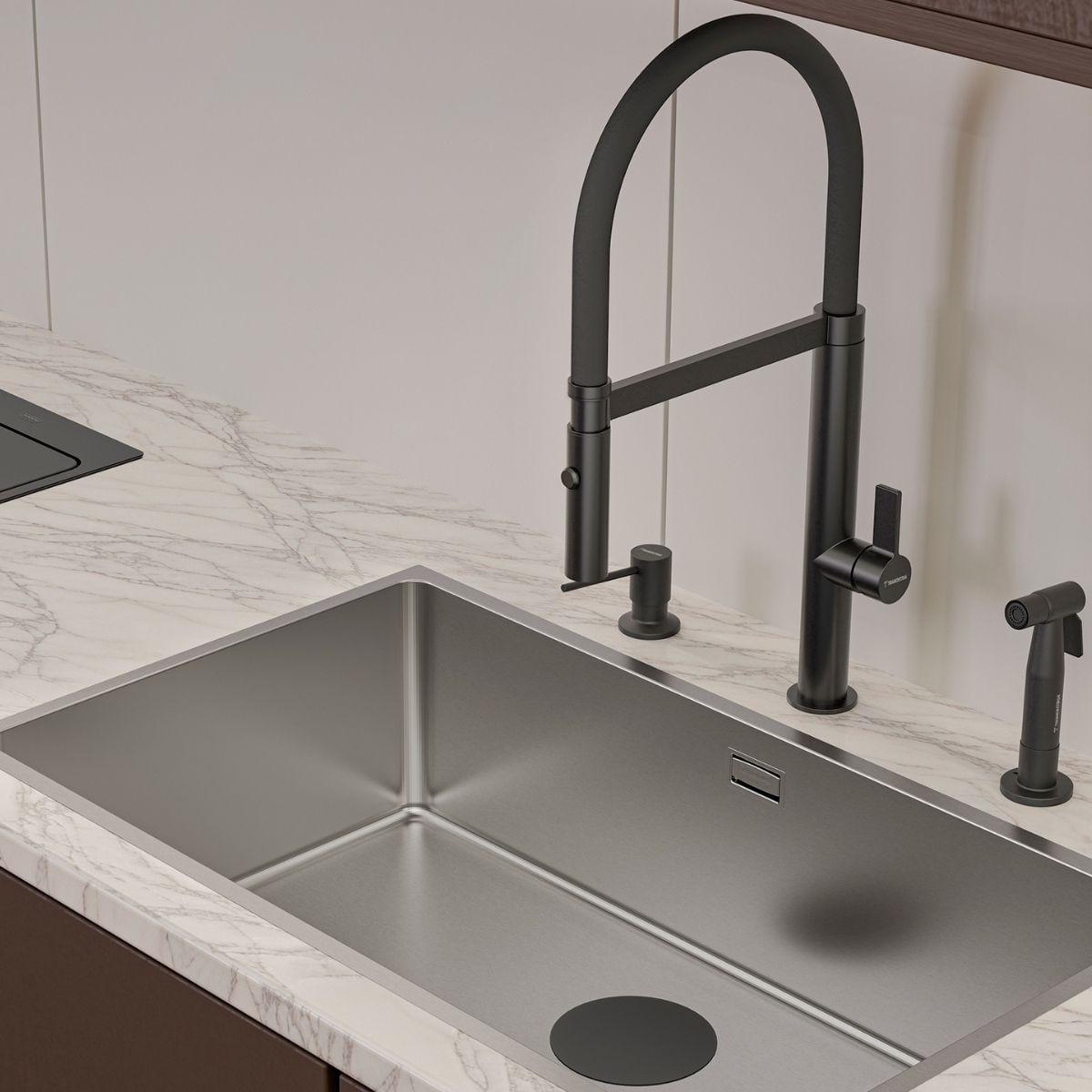 Dosador de Sabão Tramontina em Aço inox Black Matte 500ml