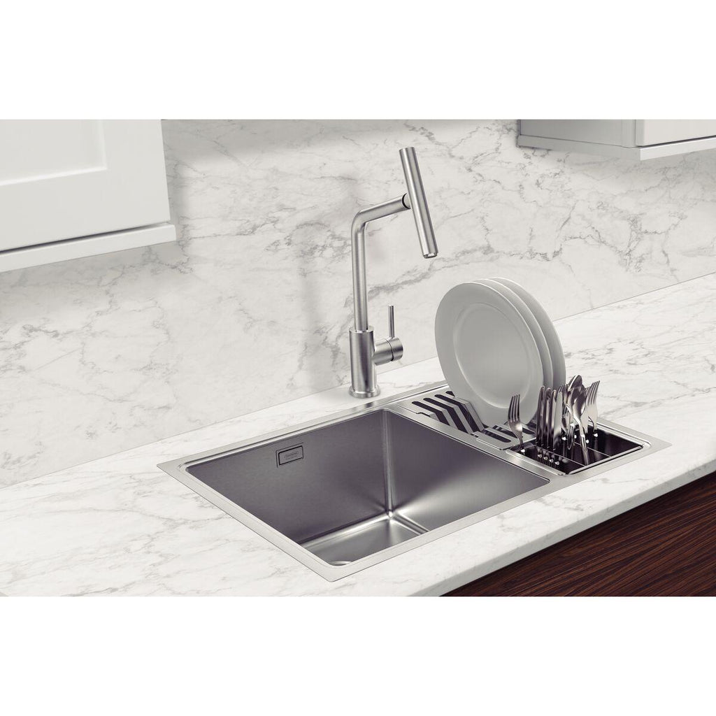 Misturador Monocomando Tramontina Versa em Aço Inox com Bica Articulada