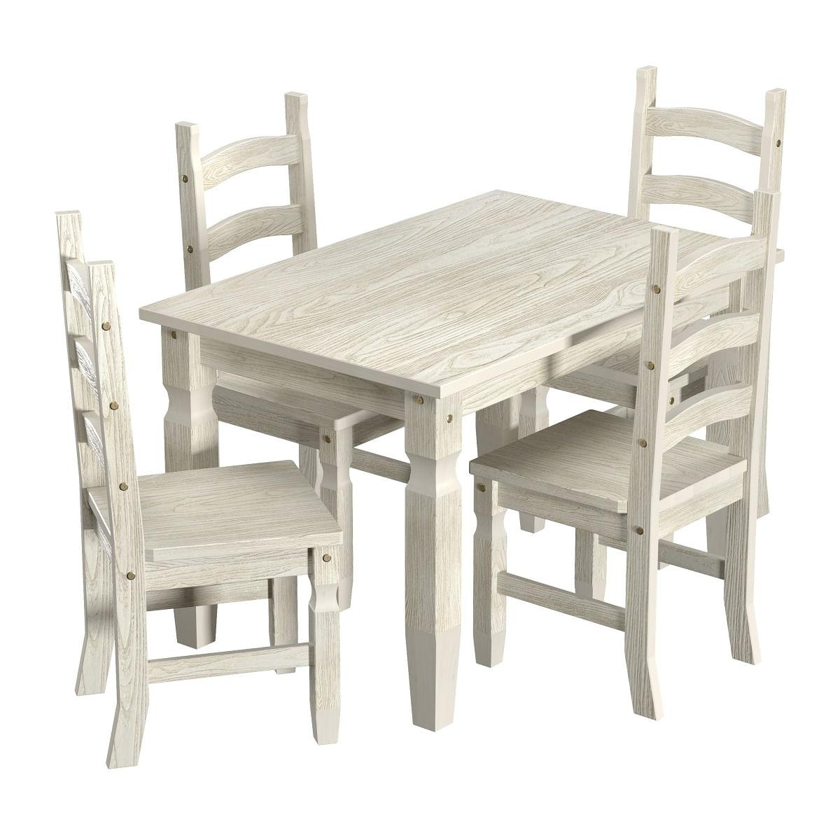 Mesa de Jantar em Madeira Pátina Branca 120x80 cm Elliottiis