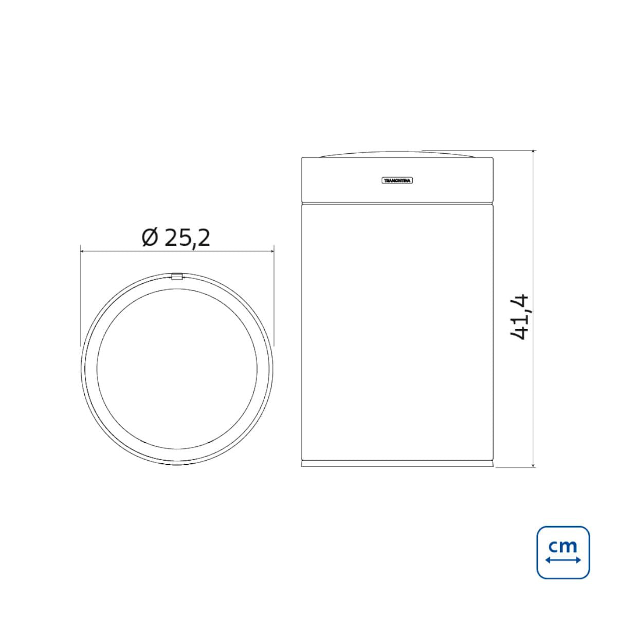 Lixeira Tramontina Sense Round 11 Litros Automática com Sensor Aço Inox Acetinado