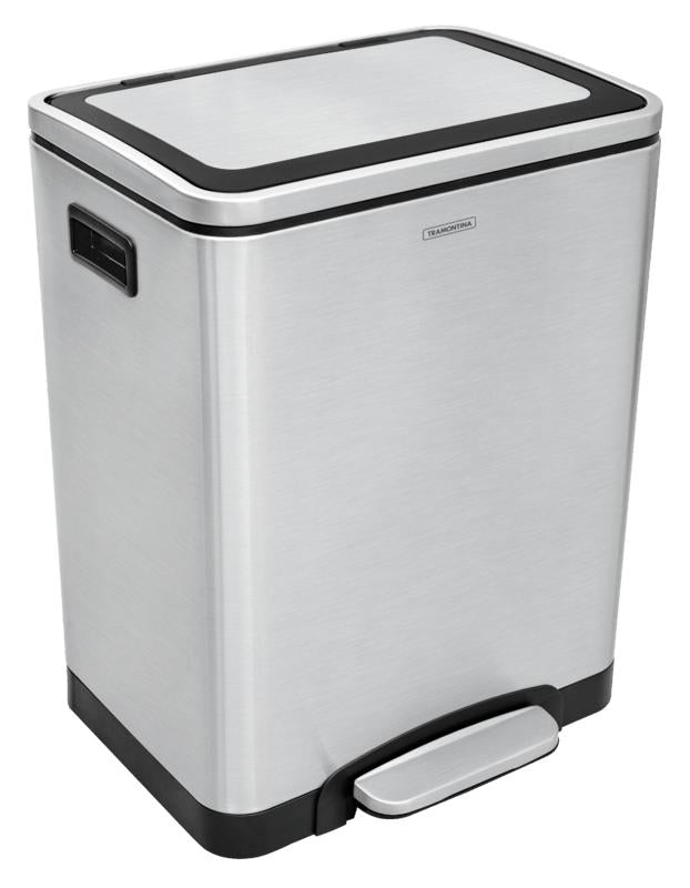 Lixeira Inox com Pedal Dupla 15 Litros Quadratta Plus OUTLET Tramontina 94900474