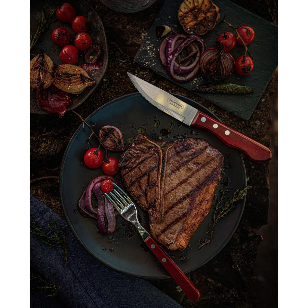 Jogo de Talheres para Churrasco Jumbo Tramontina Vermelho Polywood 12 Peças