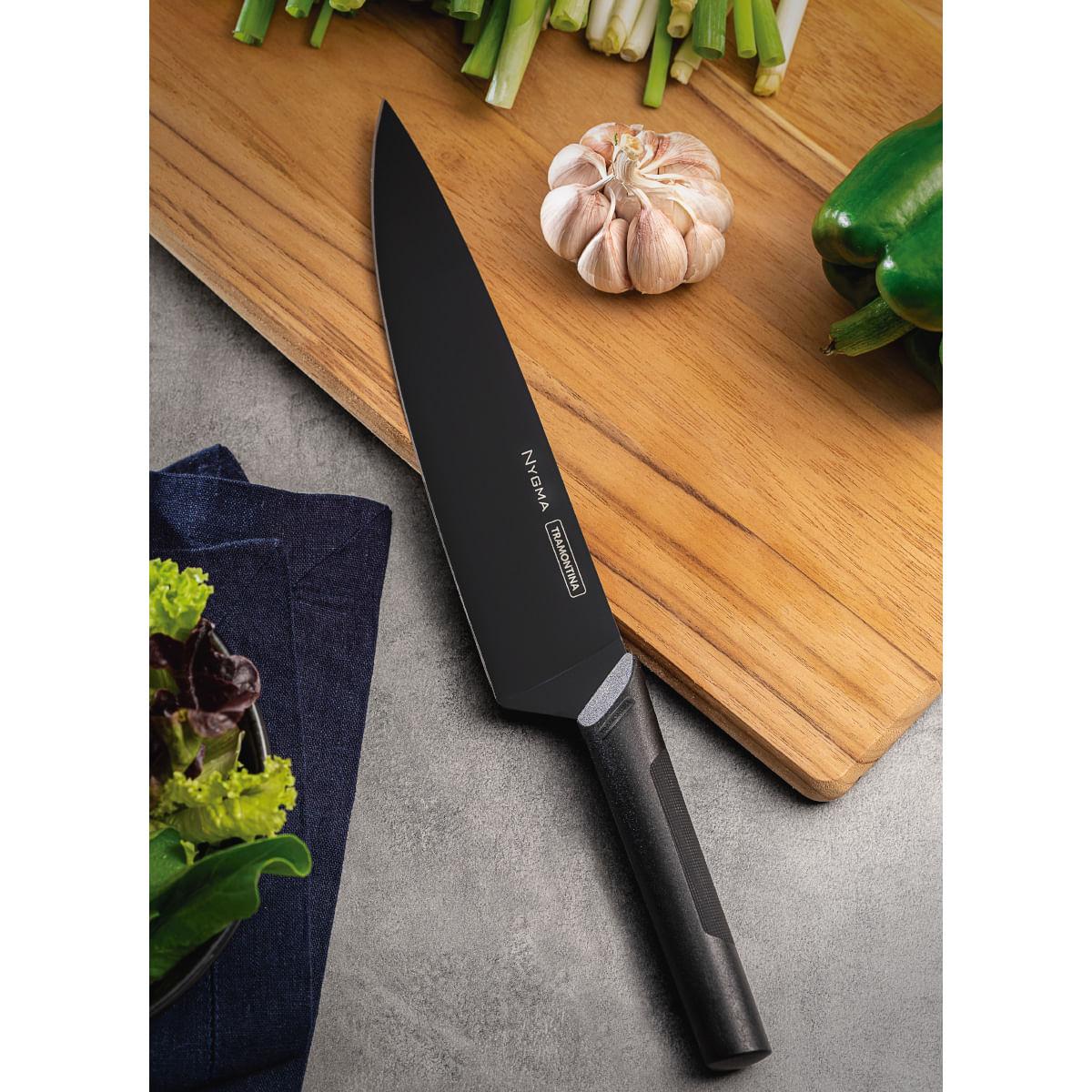 Faca Chef Tramontina Nygma em Aço Inox e Polipropileno Preto 8"