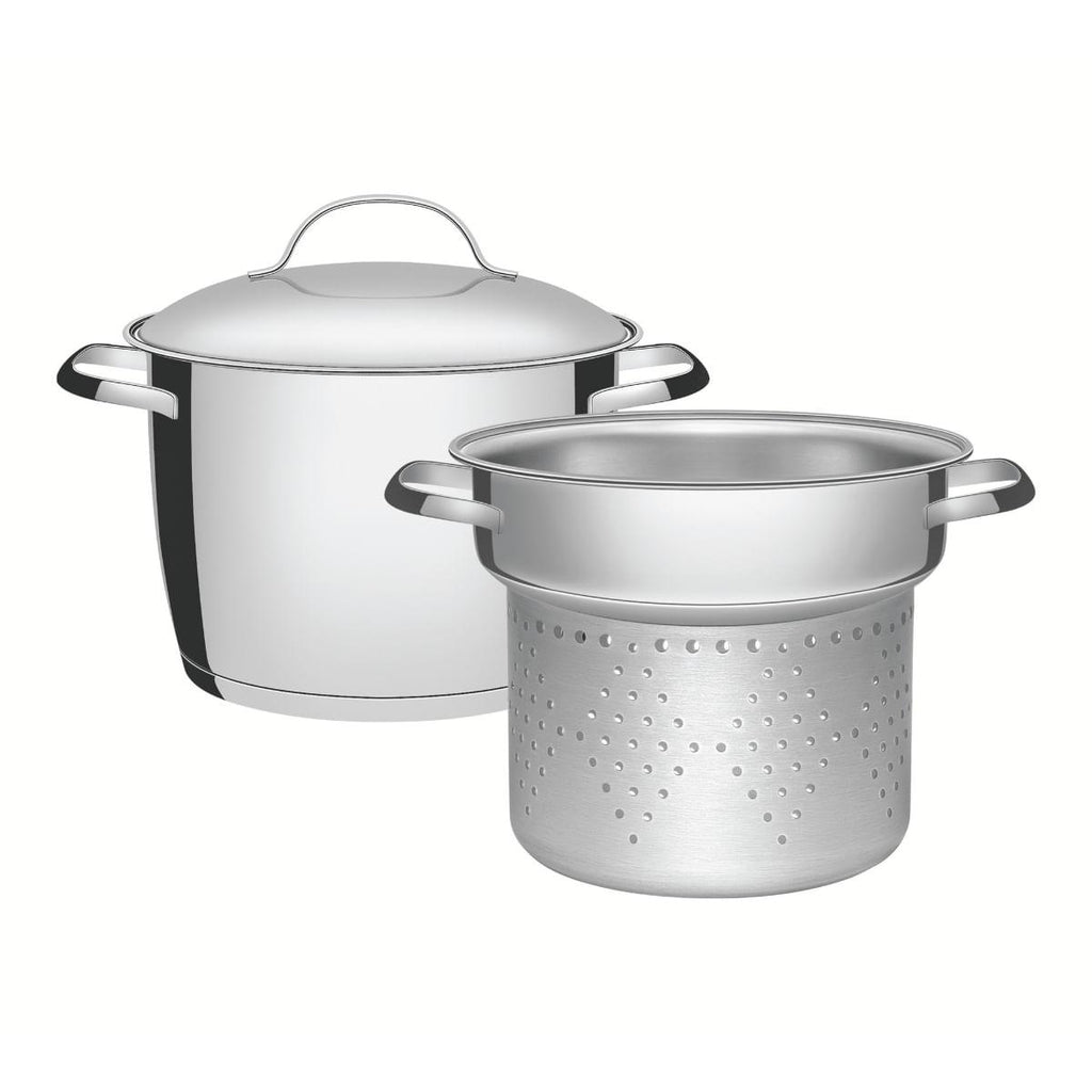 Jogo Cozi-Pasta Tramontina Allegra em Aço Inox com Fundo Triplo 2 Peças 20 cm
