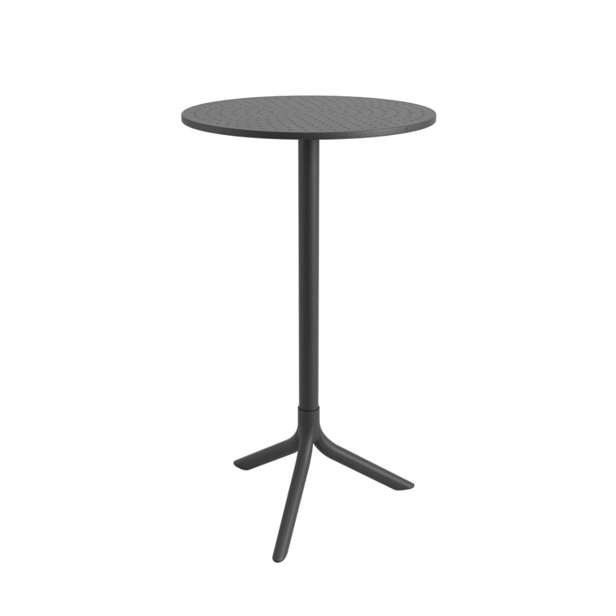 Mesa Bistrô Alta Redonda Livy Aurah 60x105cm Preto Polipropileno Plaxmetal