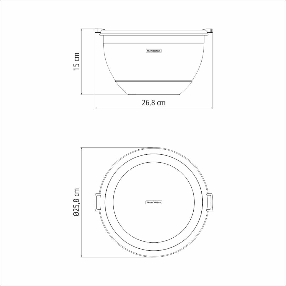 Bowl Tramontina Cucina em Aço Inox com Tampa Plástica 25 cm 5 Litros