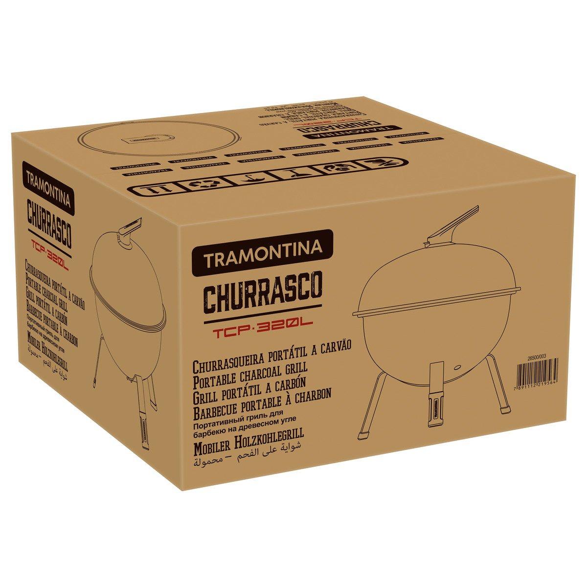 Churrasqueira Portátil a Carvão Tramontina TCP 320L com Tampa em Aço Esmaltado Grelha e Utensílios em Aço Inox
