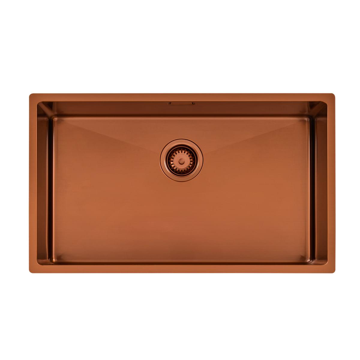 Cuba Tramontina Quadrum 70 em Aço Inox com Revestimento PVD Rose Gold 70 x 40 cm OUTLET