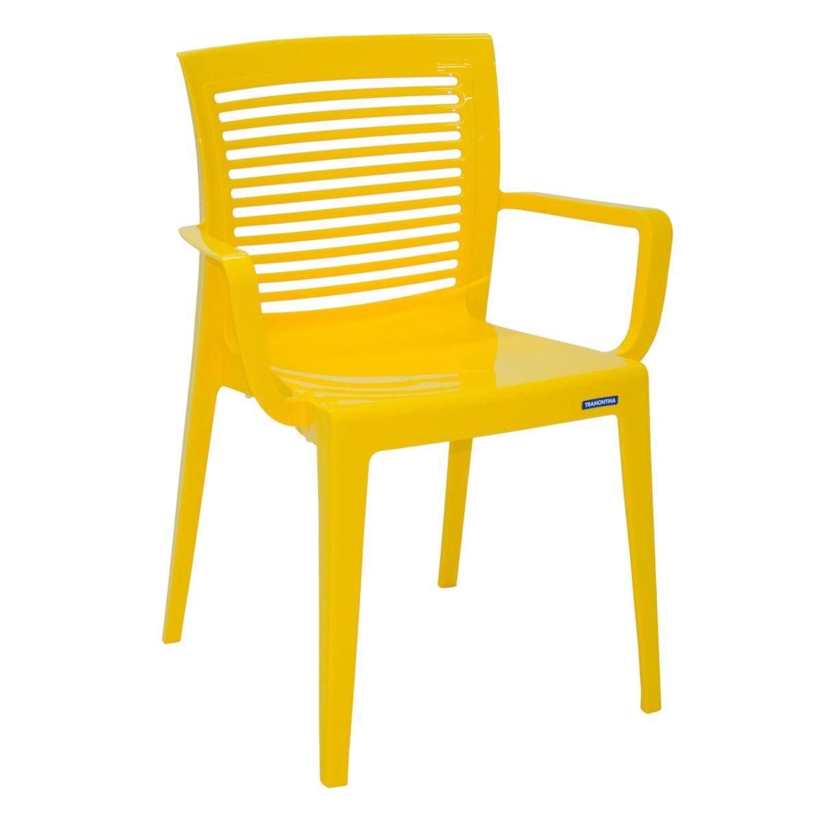 Cadeira Tramontina Victória Encosto Horizontal com Braços em Polipropileno Amarelo