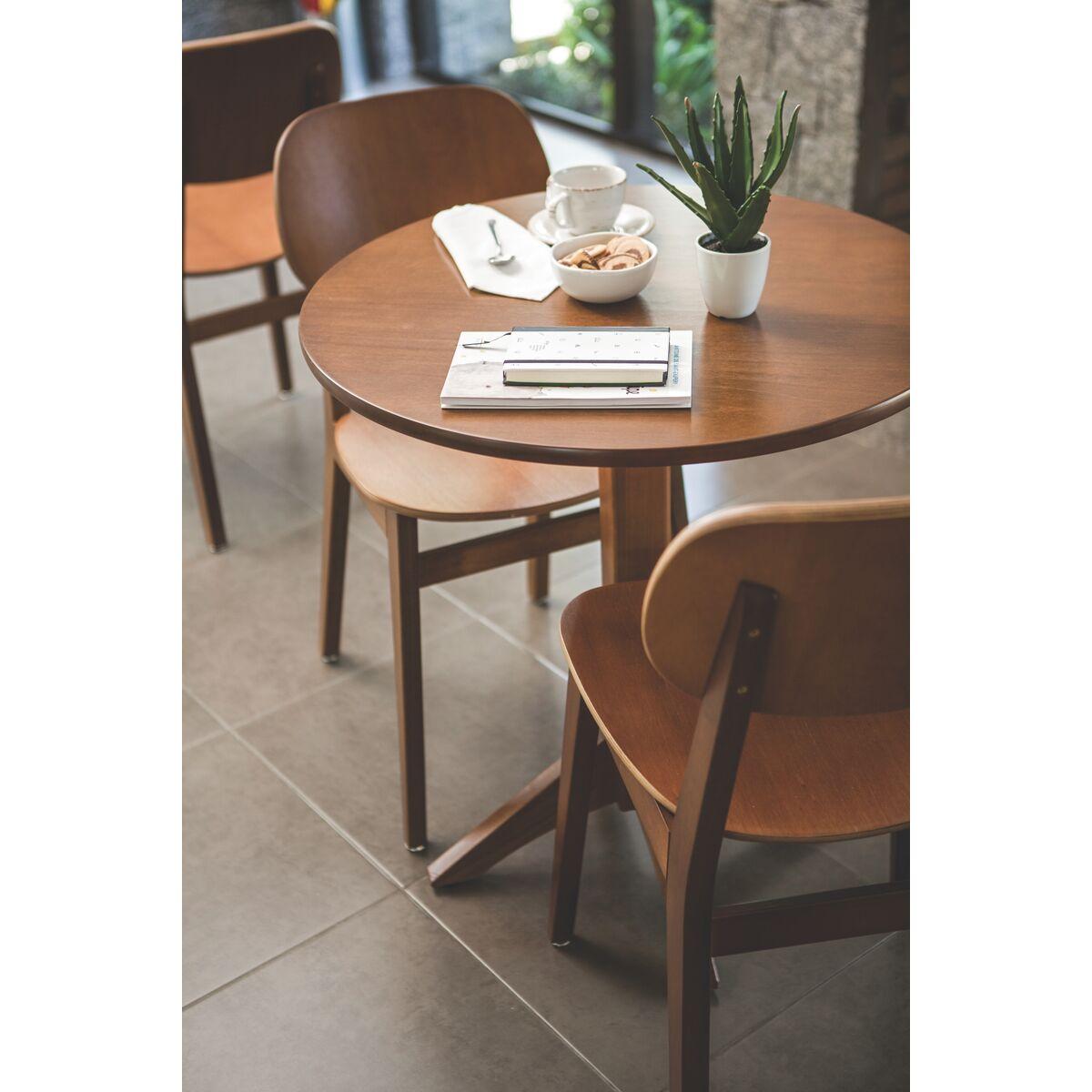 Mesa de Madeira Tramontina London Redonda em Tauarí Amêndoa 2 Lugares 60 cm