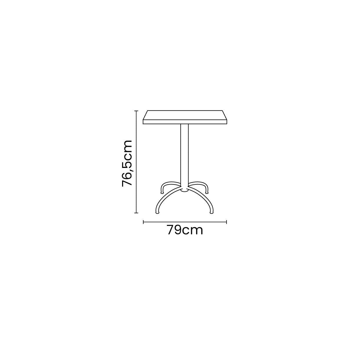 Mesa Quadrada Tramontina Gama 79 x 77 cm em Polipropileno Grafite com Base em Aço Carbono