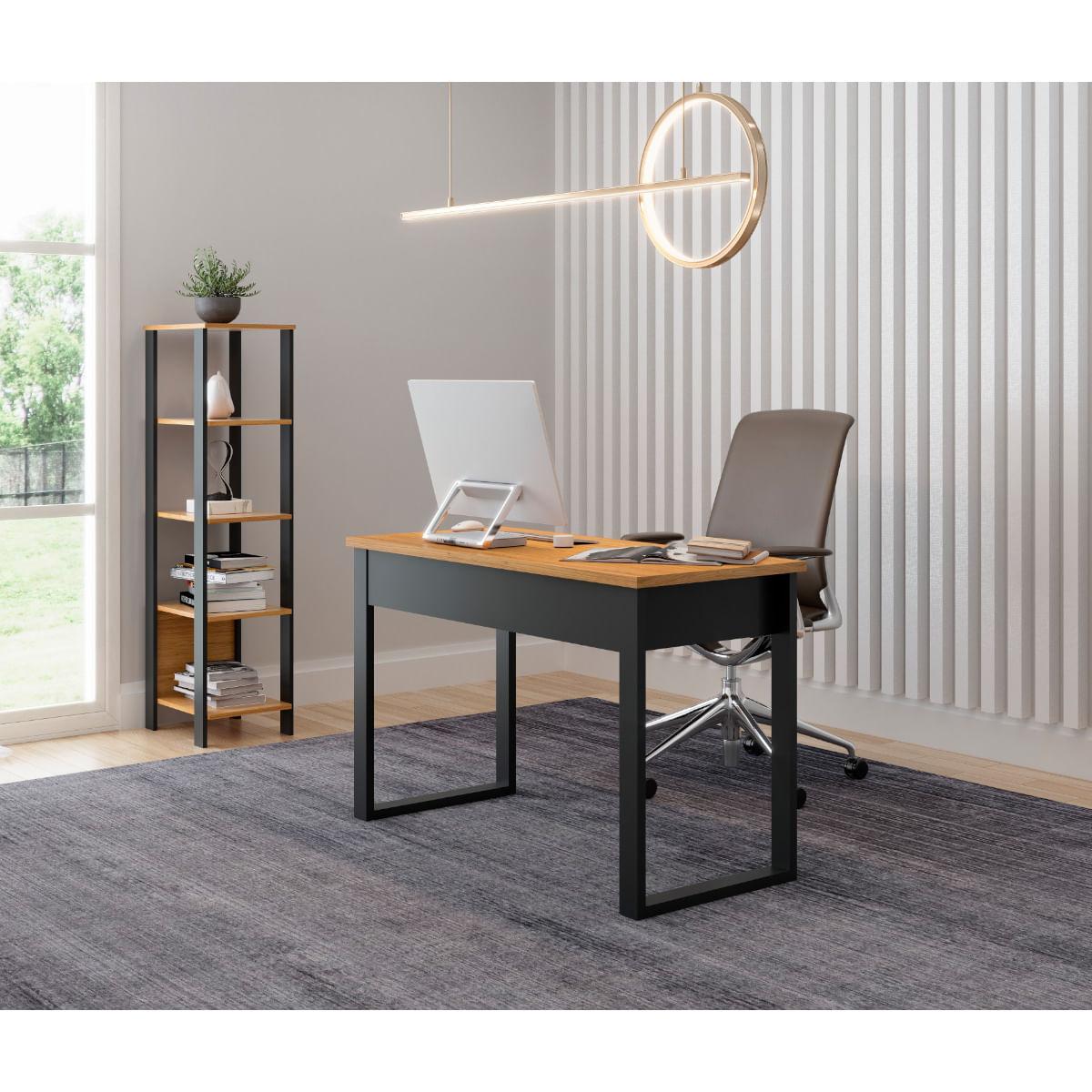 Mesa de Escritório 1 Gaveta 118 x 53 x 75 cm F24 Industrial Dalla Costa Freijó/Preto