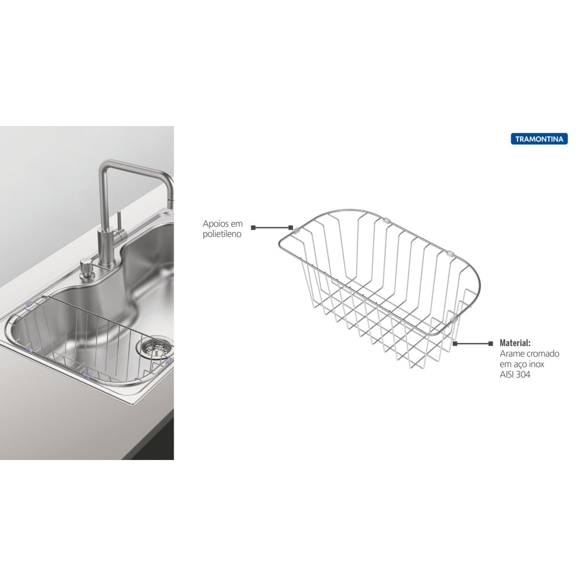 Cesto Aramado para Cubas de Sobrepor Morgana Maxi Tramontina em Aço Inox 94528033