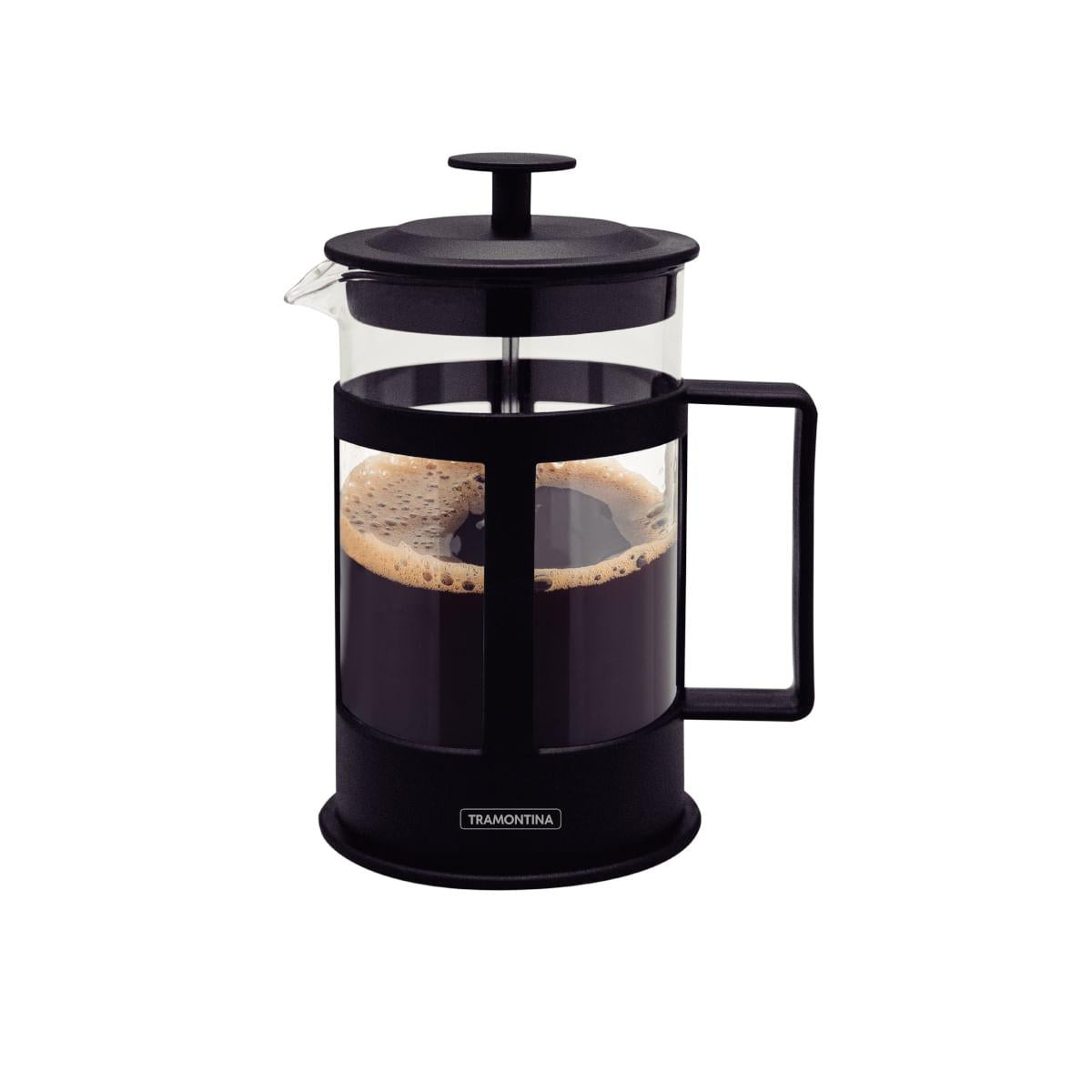 Cafeteira Francesa Tramontina em Vidro e Polipropileno Preto 600 ml