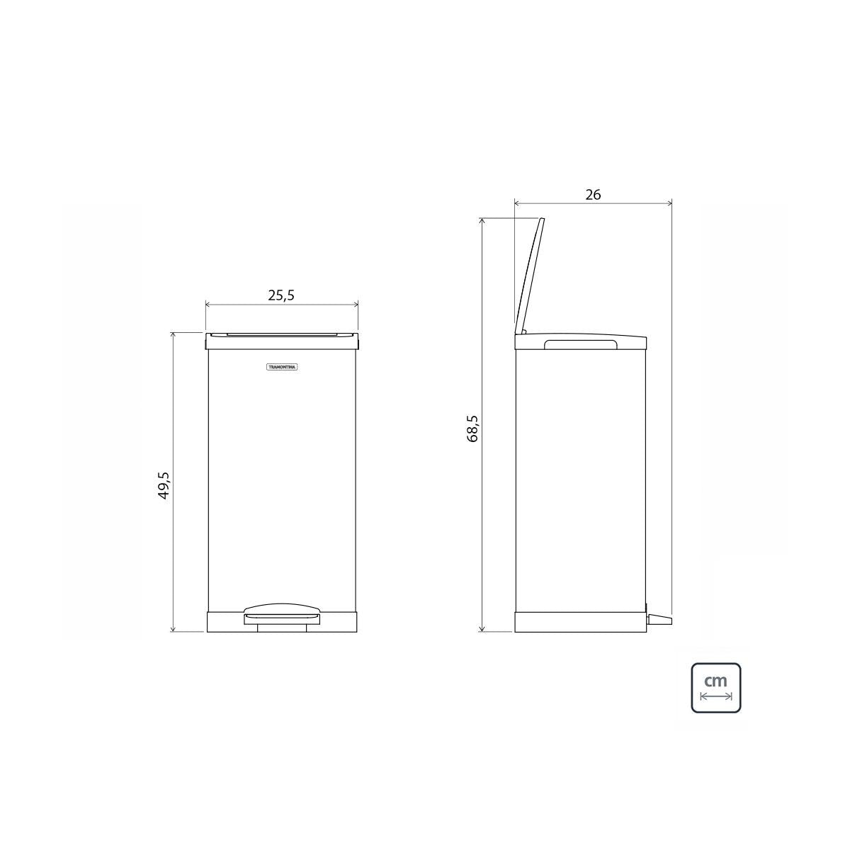 Lixeira Inox com Pedal Tramontina 15 Litros Quadratta Scotch Brite
