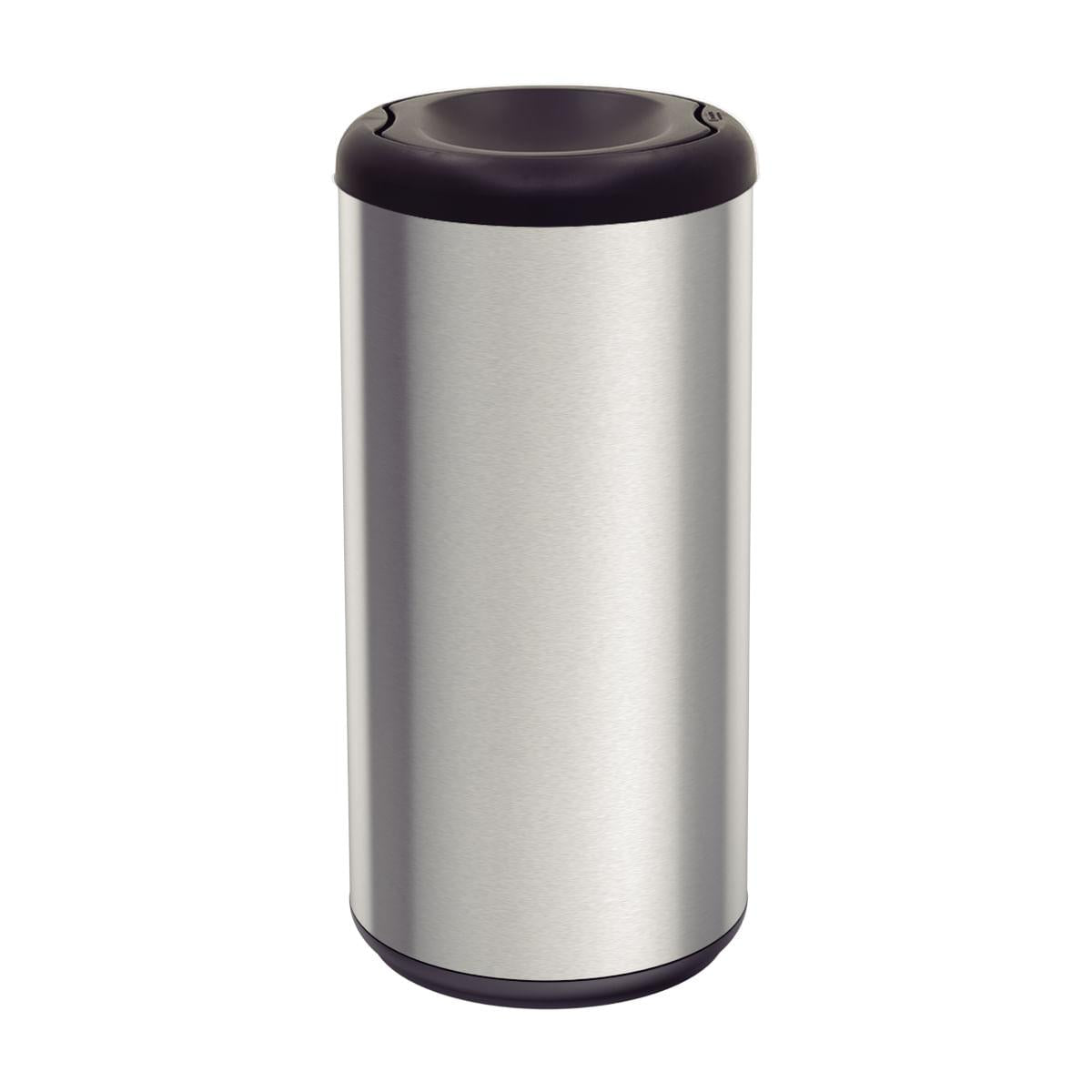 Lixeira Inox Tramontina Piemonte 40 L Acetinada e Tampa Basculante Preta Polipropileno
