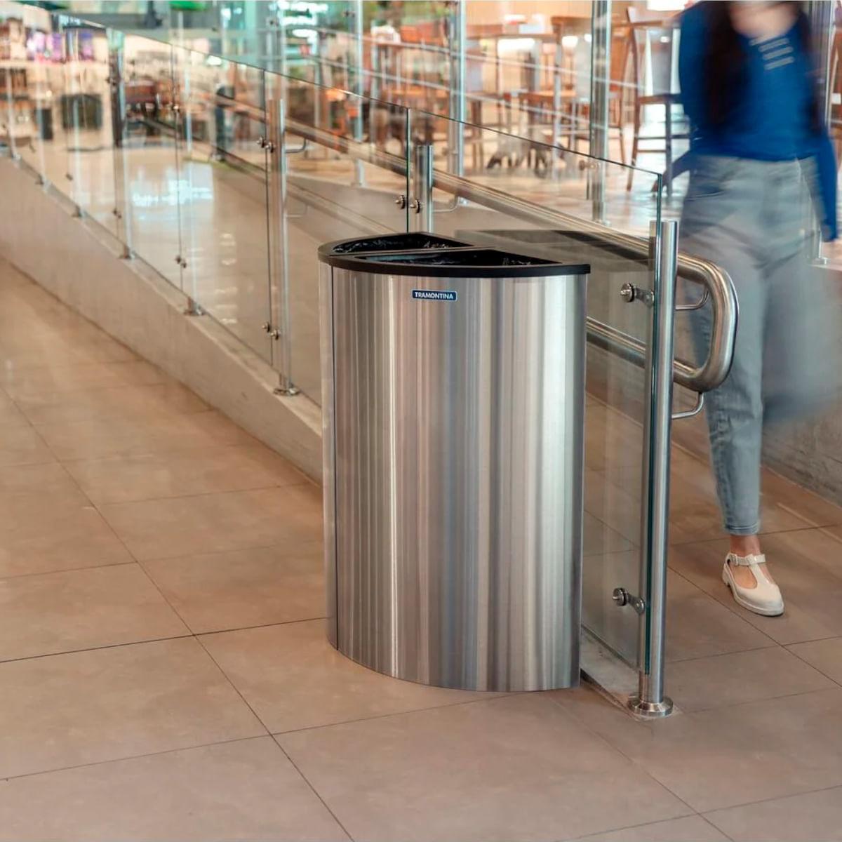 Lixeira Tramontina Abruzzo em Aço Inox Scotch Brite 110 Litros