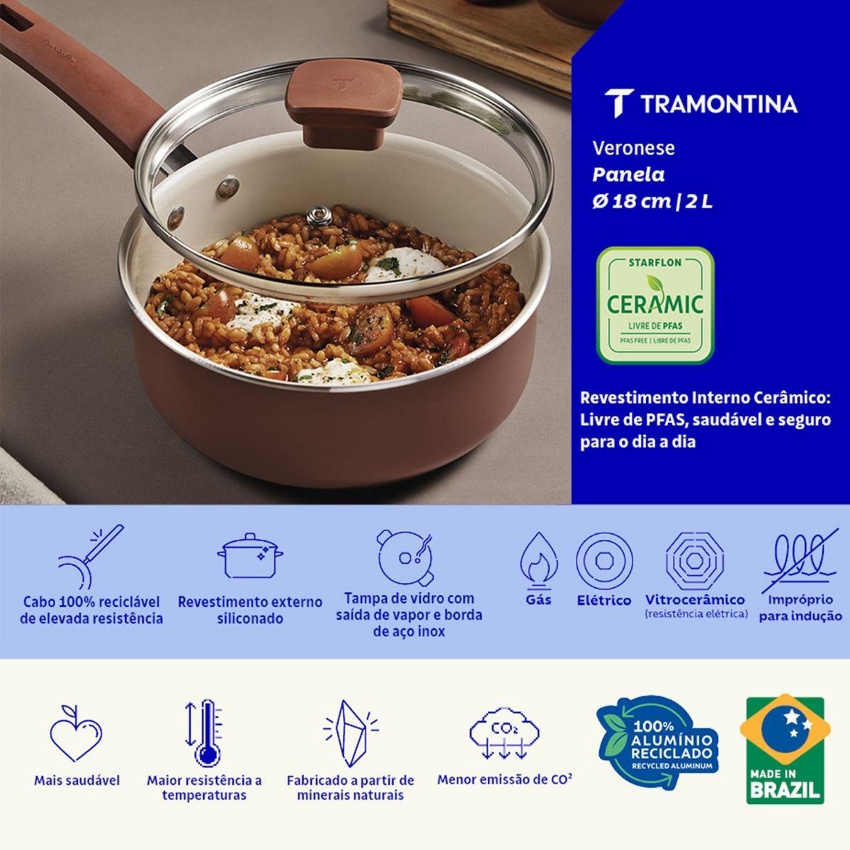 Panela Tramontina Veronese Alumínio e Cerâmica Argila 18cm 2 L