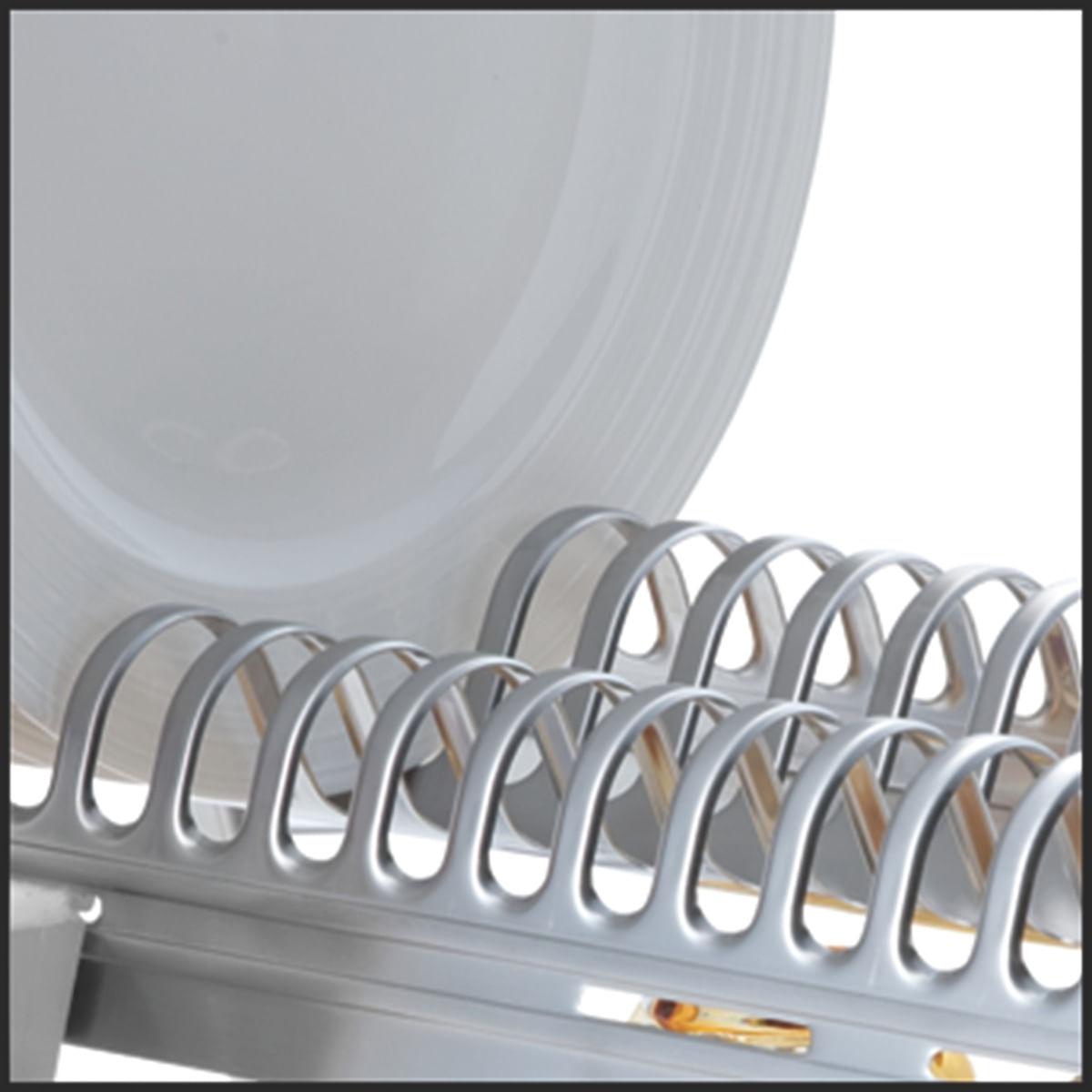 Escorredor de Louça Tramontina em Aço Inox com Porta Talheres Branco