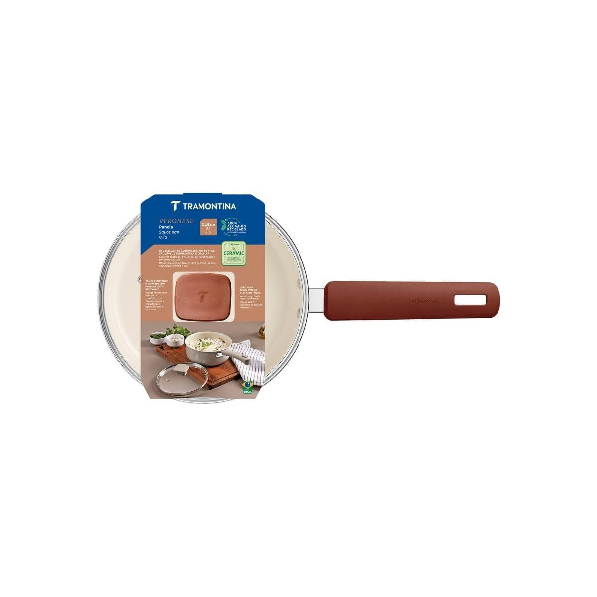 Panela Tramontina Veronese Alumínio e Cerâmica Argila 18cm 2 L