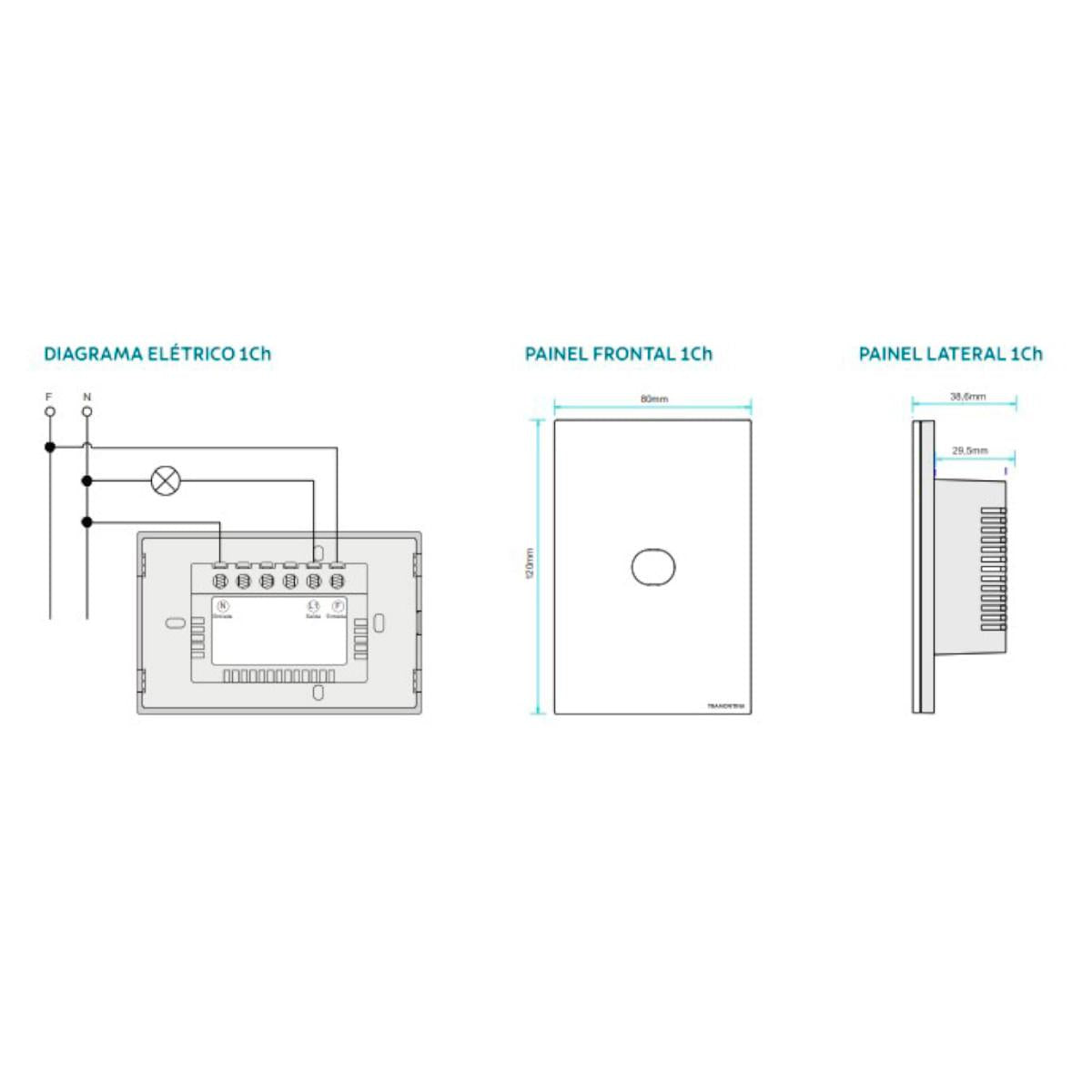 Interruptor Touch Wi-Fi Smart Tramontina Branco com 1 Canal