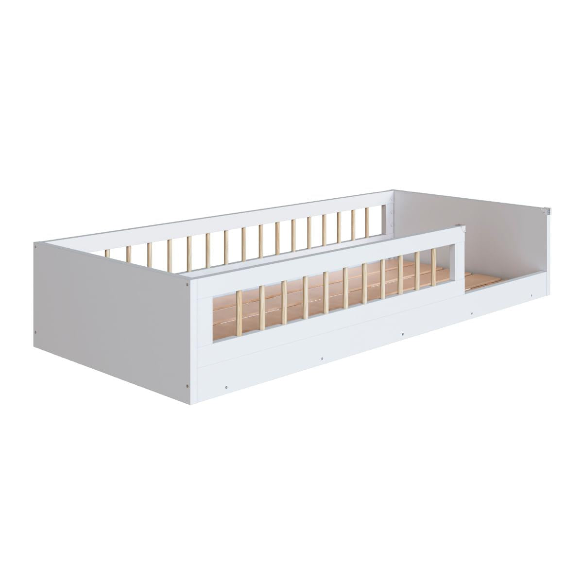 Cama Infantil Montessoriana Solteiro Affetto Branco Completa Móveis