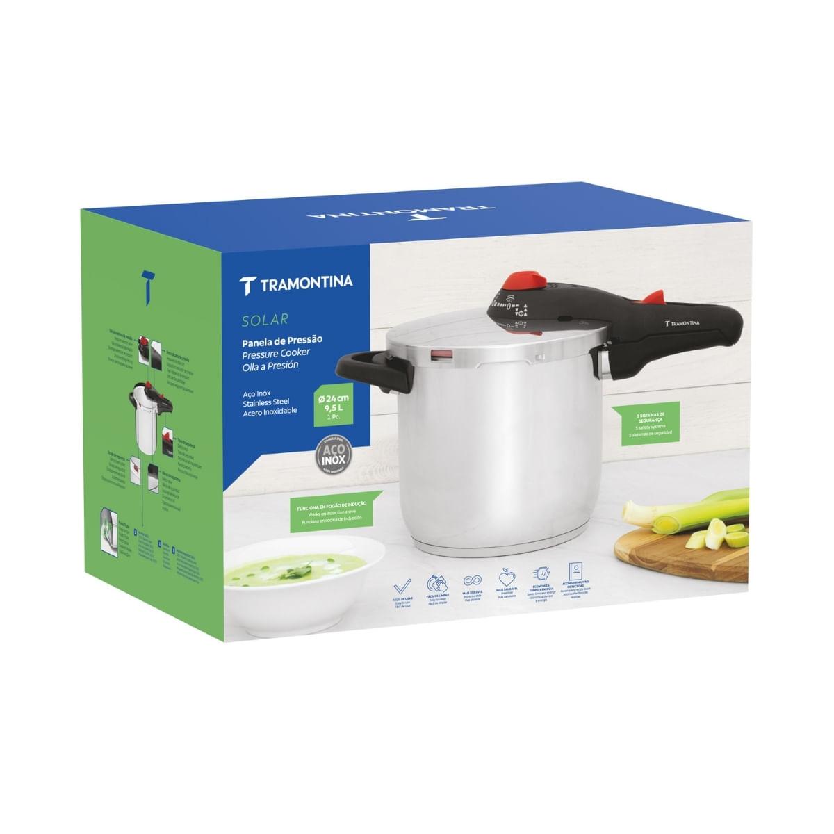 Panela de Pressão Tramontina Solar em Aço Inox 24 cm 9,5 L