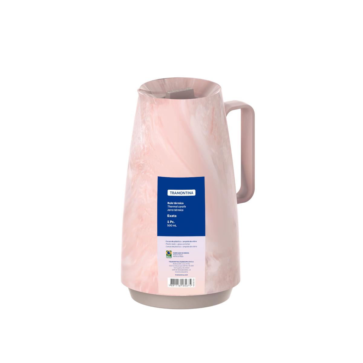 Bule Térmico Tramontina Exata em Plástico Marmorizado Rosa 500 ml