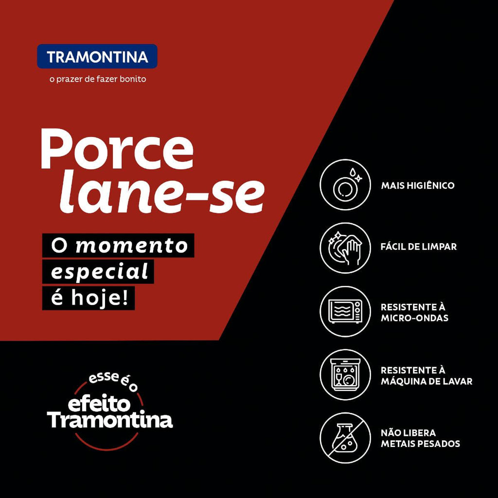 Kit Prato Raso Tramontina Churrasco Stone em Porcelana 28 cm 06 Peças