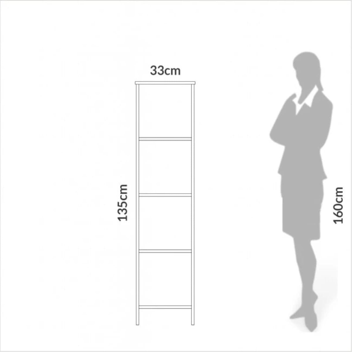 Estante 5 Prateleiras MDF 33x44x135 cm F28 Off White Freijó Dalla Costa
