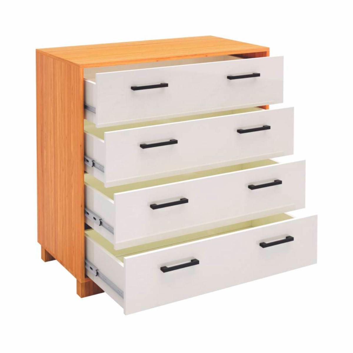 Gaveteiro Cômoda 4 Gavetas em MDF W344 Freijó Off White 90 cm Dalla Costa