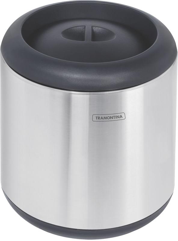 Lixeira Cápsula Inox Com Tampa Preta 7 Litros Tramontina 94540002