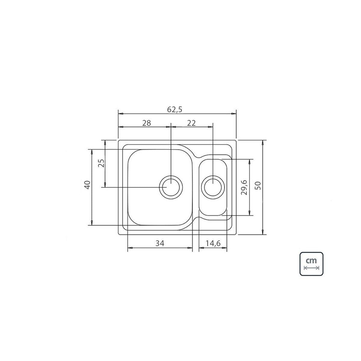 Cuba de Sobrepor Tramontina Marea 1.5 C 34 em Aço Inox Acetinado 62 x 50 cm OUTLET