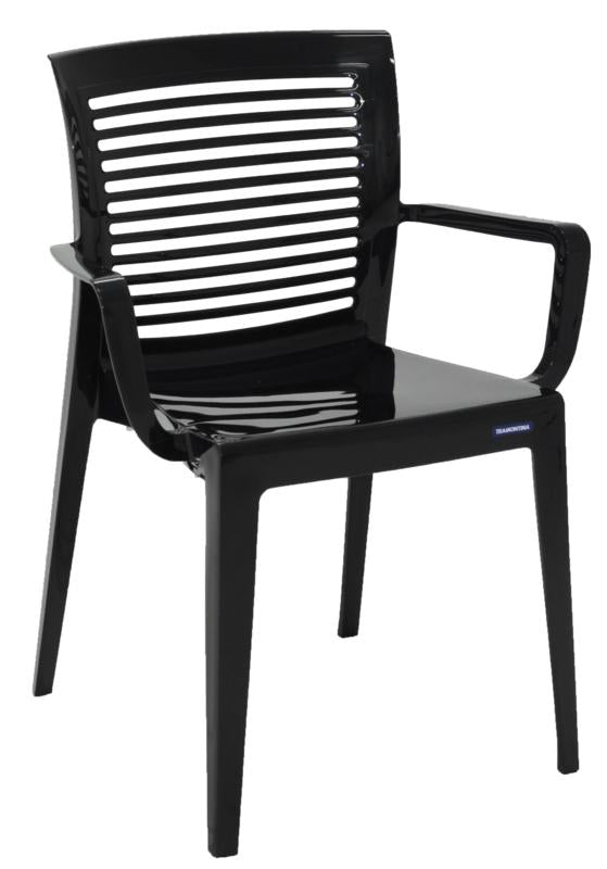 Cadeira Victória encosto vazado horizontal com braços preta Tramontina 92042009