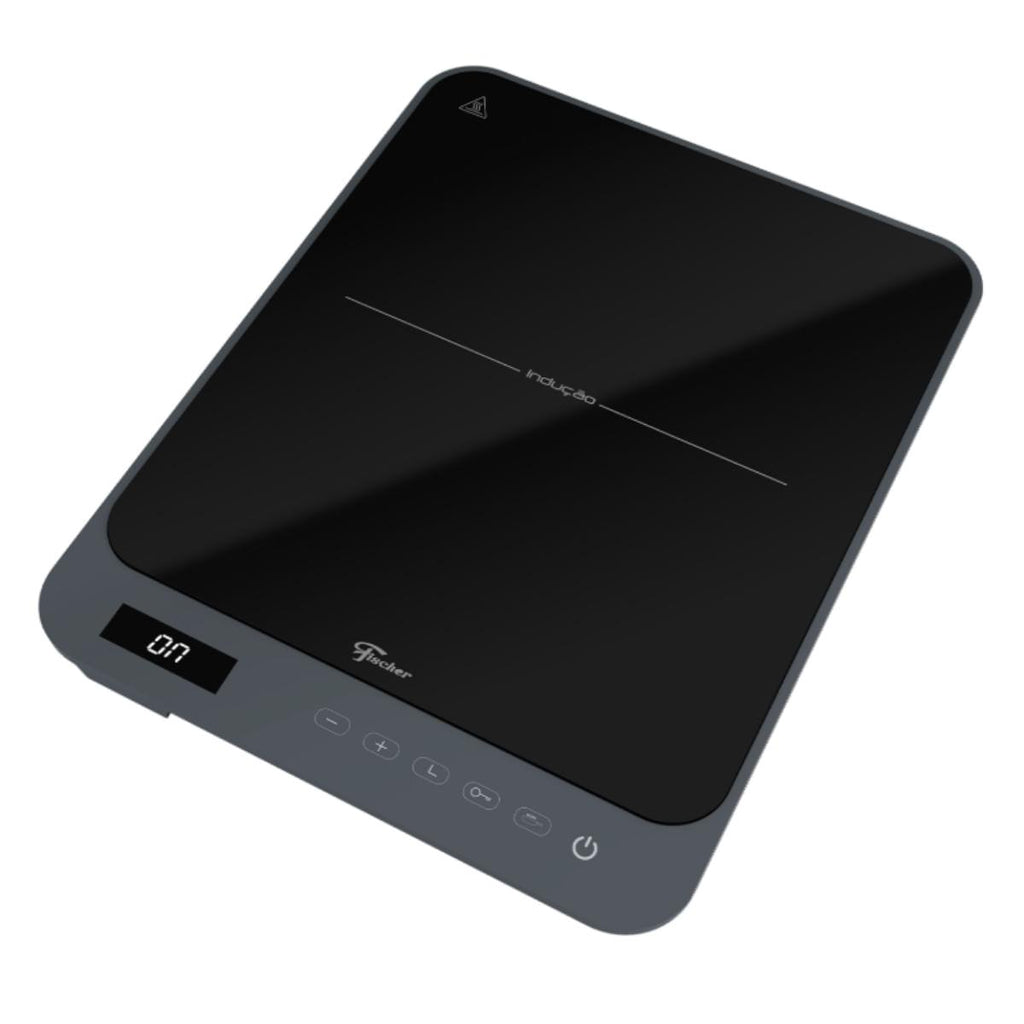 Cooktop de Indução Portátil Fischer 1 Boca Bivolt Touch Screen Cinza Eiger