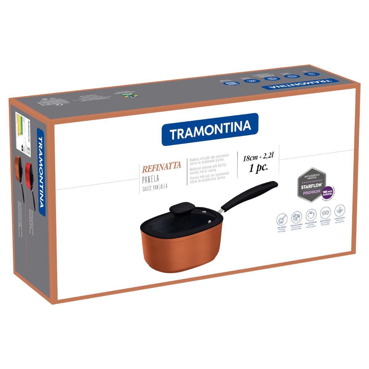 Panela Tramontina Refinatta Alumínio Starflon Vermelho com Tampa 18 cm 2,2 L