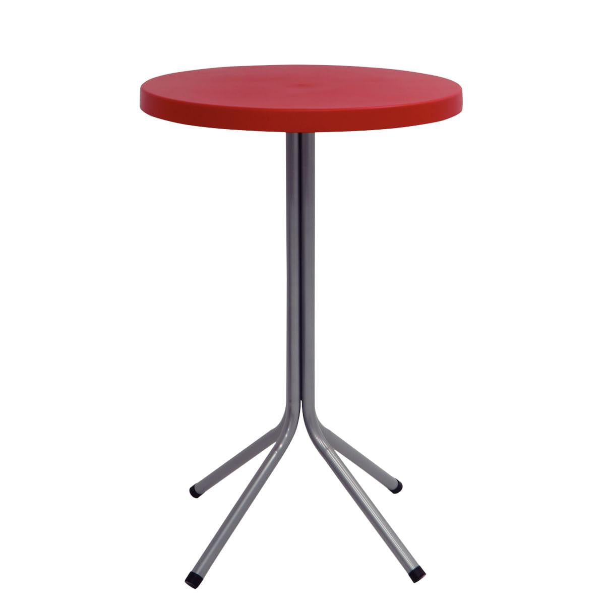 Mesa Redonda Tramontina Sigma Alta em Polipropileno Vermelho Base em Aço Carbono