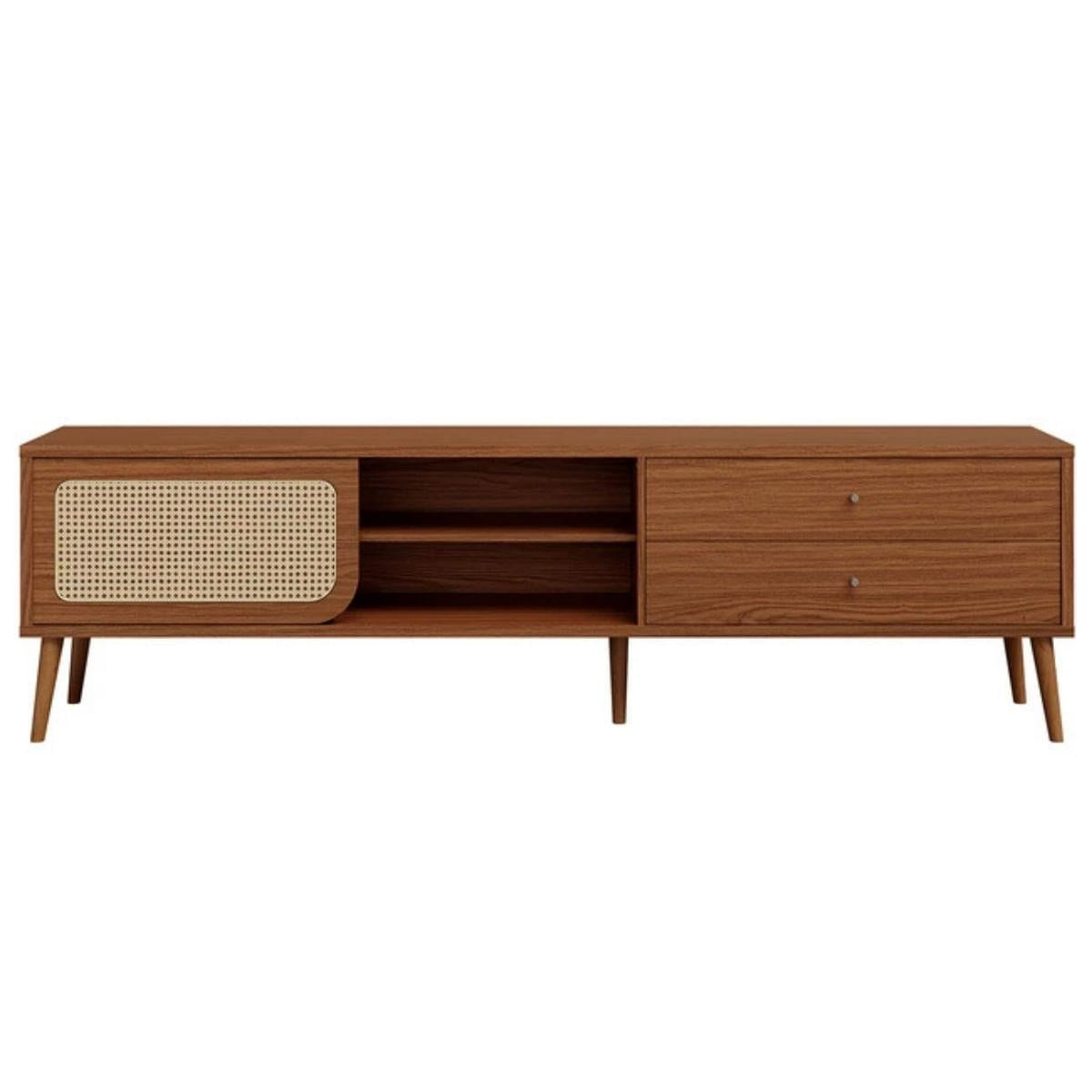 Rack para TV 220cm Até 60 Polegadas 2 Gavetas 1 Porta Curve Pinhão com Palha Dalla Costa