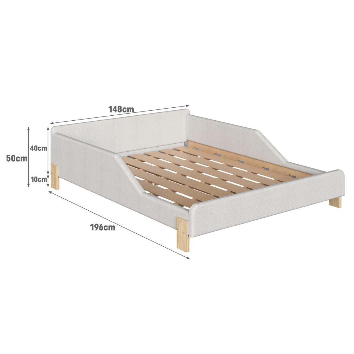 Cama Infantil Sentir Casal Estofada Bege Completa Móveis