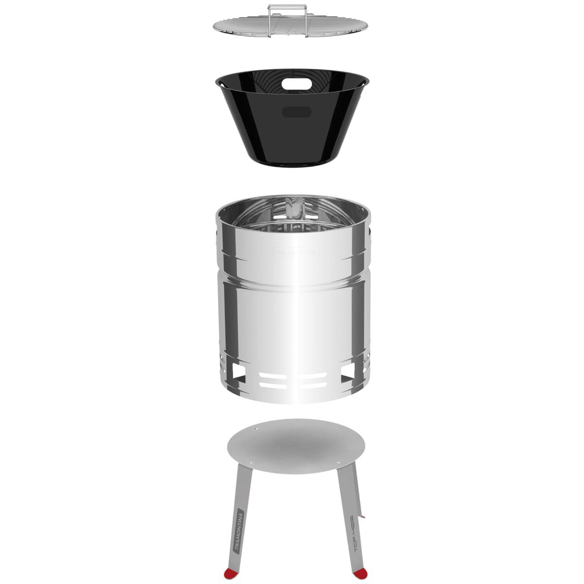 Churrasqueira à Carvão Tramontina TCP 400 em Aço Inox com Bandeja para Carvão em Aço Esmaltado