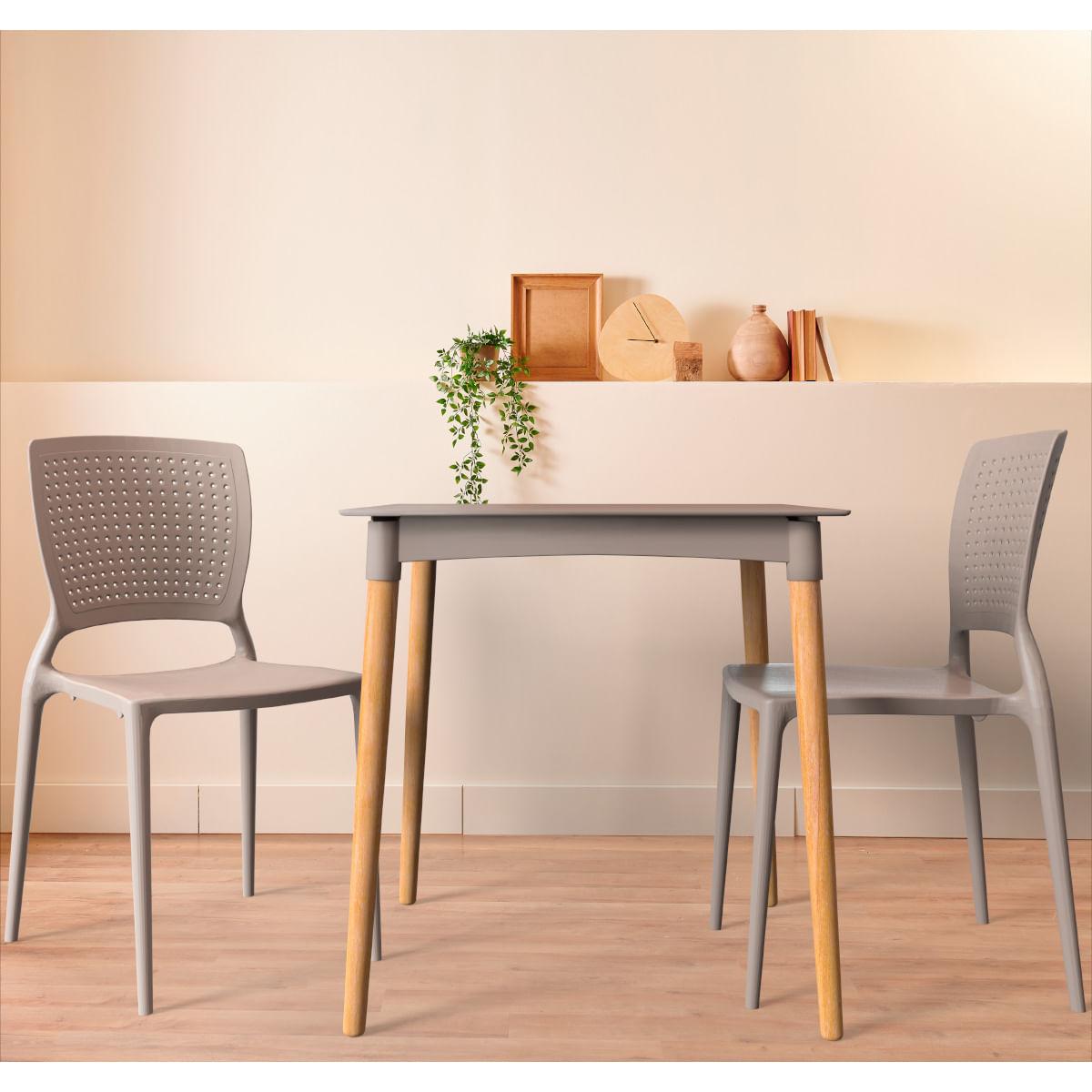 Mesa Tramontina Laura Rattan 70 cm Polipropileno Camurça Pernas Madeira