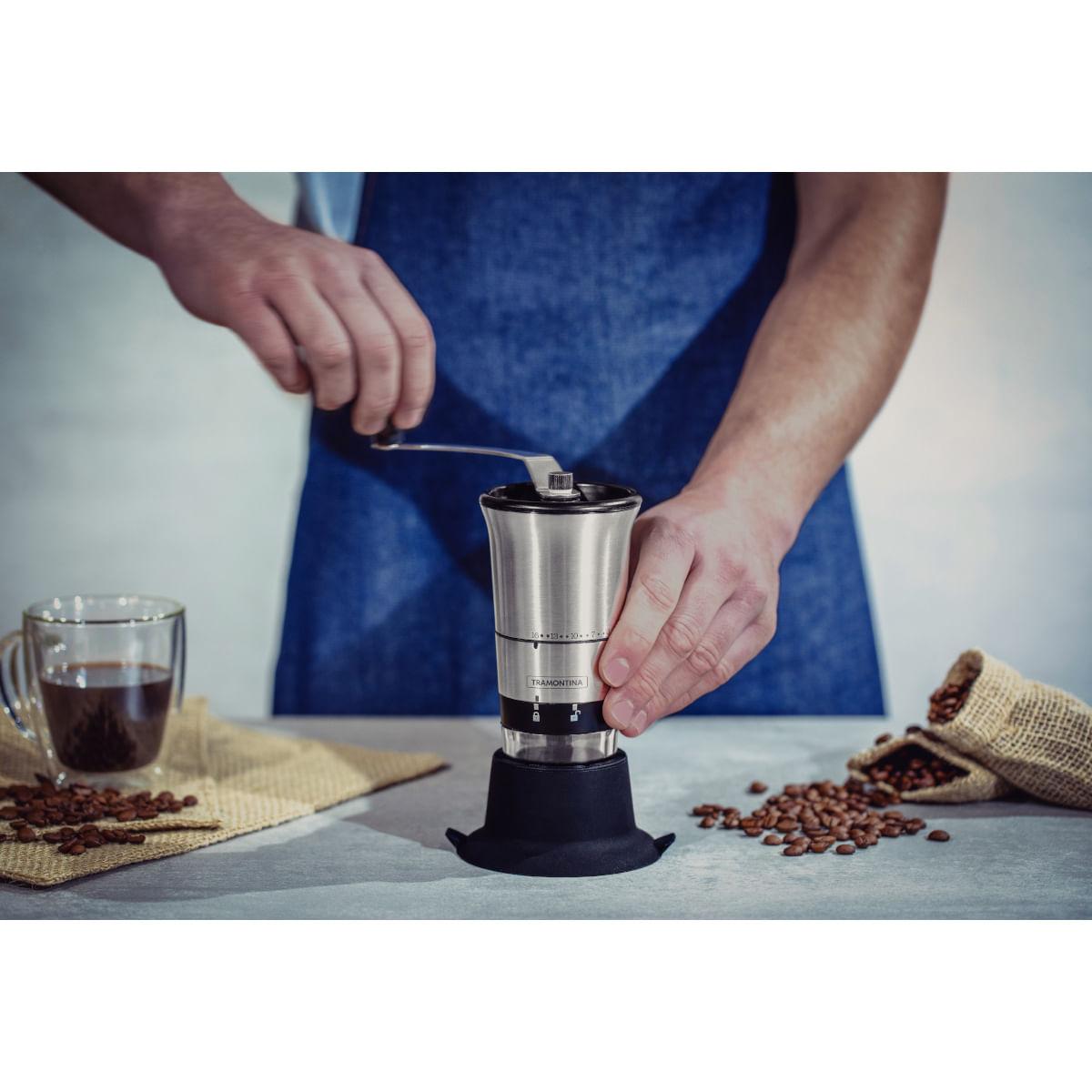 Moedor para Café Tramontina Realce em Aço Inox com Copo de Acrílico e Moinho em Cerâmica