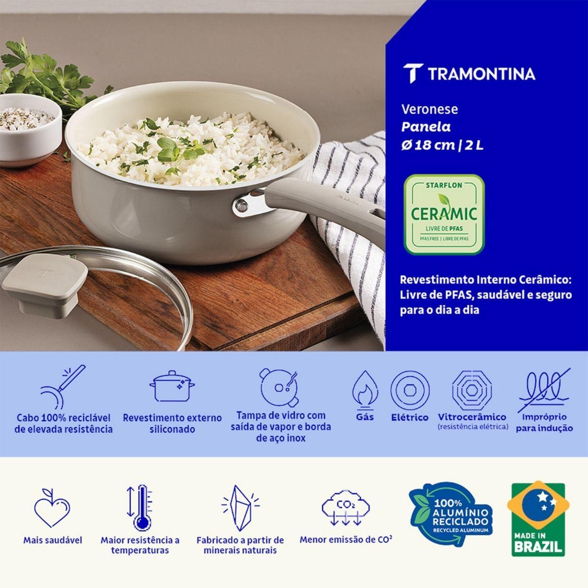 Panela Tramontina Veronese Alumínio e Cerâmica Bege 18cm 2 L