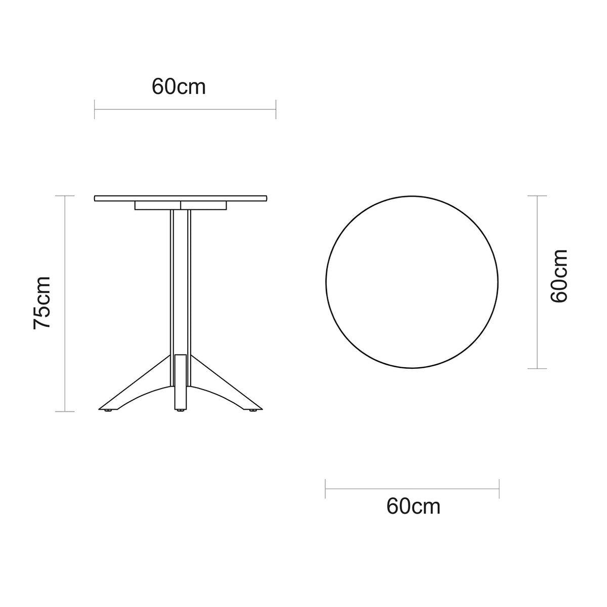 Mesa de Madeira Tramontina London Redonda em Tauarí Castanho Escuro 2 Lugares 60 cm
