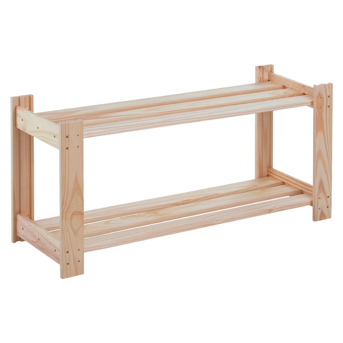 Estante Multiuso em Madeira 90 cm com 2 Prateleiras Modulare Natural Tramontina 91621002