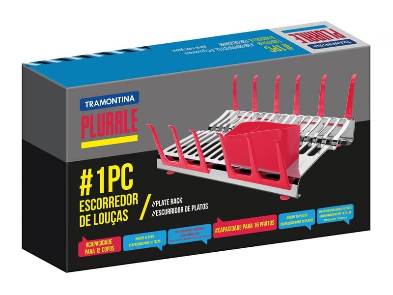 Escorredor de Louças Inox Plurale Vermelho Tramontina 61535560