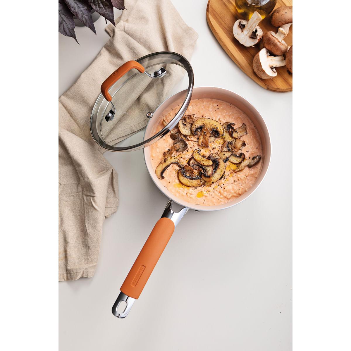 Panela Tramontina Romagna Aço Inox Cerâmico Marfim 18 cm 2,25 L